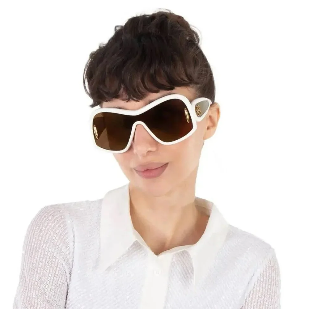 Loewe FASHION Men Sunglasses White Gold Brown Mirror Shield LW40131I 25G
